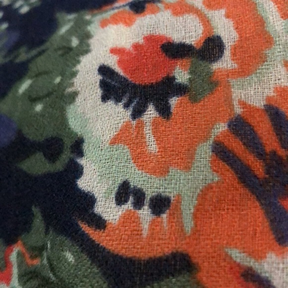 Large Lightweight Scarf-Floral/Polka Dot-Navy/Red-72x27-EUC - Picture 7 of 11